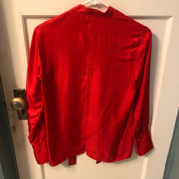 Rag & bone red Florence silk bow blouse sz 00 - Picture 4 of 7